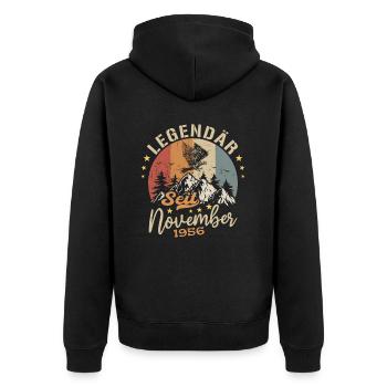 Legendär Seit November 1956 - 1956 - Unisex Premium Bio Zip Hoodie - Schwarz - Hinten - Nico (187cm)