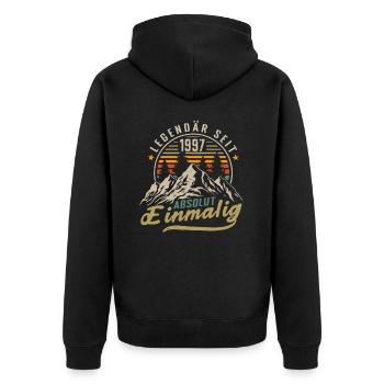 Legendär seit 1997 Jahrgang Vintage Geburtstag - Unisex Premium Bio Zip Hoodie - Schwarz - Hinten - Nico (187cm)