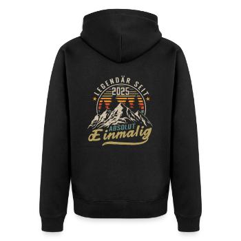 Legendär seit 2025 Jahrgang Vintage Geburtstag - Unisex Premium Bio Zip Hoodie - Schwarz - Hinten - Nico (187cm)