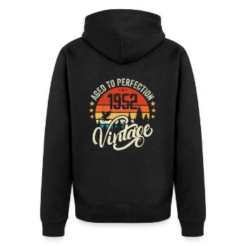 1952 Vintage - Geburtstagsgeschenk 1952 Retro 1952 - Unisex Premium Bio Zip Hoodie - Schwarz - Hinten - Nico (187cm)