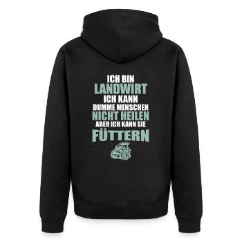 Ich bin Landwirt Landwirtschaft Landwirt Traktor - Unisex Premium Bio Zip Hoodie - Schwarz - Hinten - Nico (187cm)