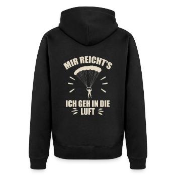 Mir reichts ich geh in die luft - Unisex Premium Bio Zip Hoodie - Schwarz - Hinten - Nico (187cm)