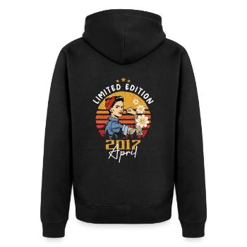 April 2017 Birthday Gift April 2017 Vintage - Unisex Premium Organic Zip Hoodie - black - Back - Nico (187cm)