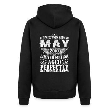 May 2010 Birthday Present May 2010 May - Unisex Premium Organic Zip Hoodie - black - Back - Nico (187cm)