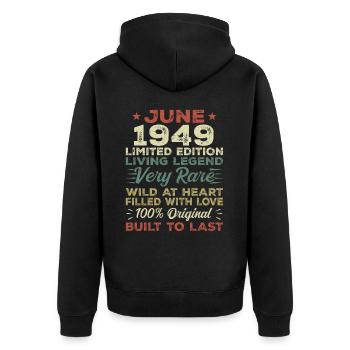 June 1949 Birthday June 1949 Gift June 1949 - Unisex Premium Organic Zip Hoodie - black - Back - Nico (187cm)