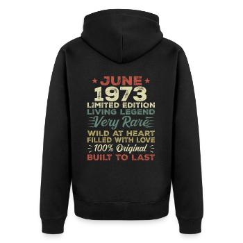 Juni 1973 Geburtstag Juni 1973 Geschenk Juni 1973 - Unisex Premium Bio Zip Hoodie - Schwarz - Hinten - Nico (187cm)