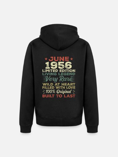 Juni 1956 Geburtstag Juni 1956 Geschenk Juni 1956 - Premium økologisk unisex-hættejakke - sort