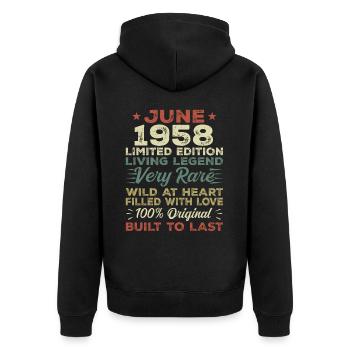 Juin 1958 Anniversaire Juin 1958 Cadeau Juin 1958 - Veste à capuche bio Premium Unisexe - noir - Dos - Nico (187cm)