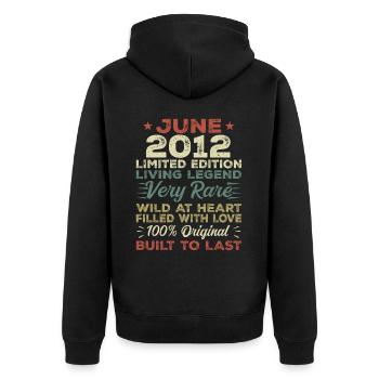 June 2012 Birthday June 2012 Gift June 2012 - Unisex Premium Organic Zip Hoodie - black - Back - Nico (187cm)