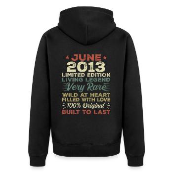 June 2013 Birthday June 2013 Gift June 2013 - Unisex Premium Organic Zip Hoodie - black - Back - Nico (187cm)