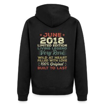 Juni 2018 Geburtstag Juni 2018 Geschenk Juni 2018 - Unisex Premium Bio Zip Hoodie - Schwarz - Hinten - Nico (187cm)