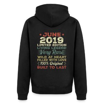 June 2019 Birthday June 2019 Gift June 2019 - Unisex Premium Organic Zip Hoodie - black - Back - Nico (187cm)