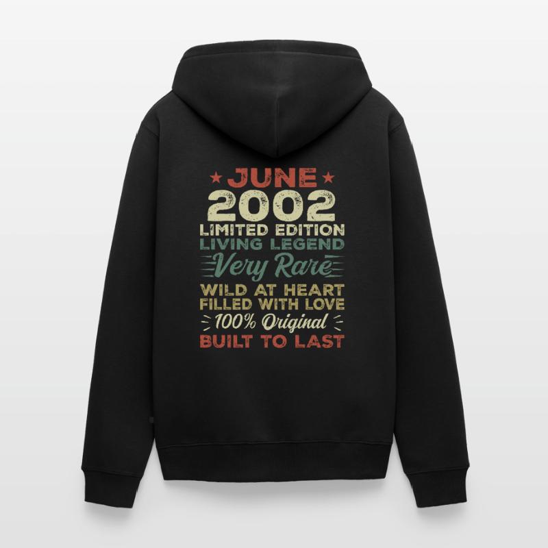 Juni 2002 Geburtstag Juni 2002 Geschenk Juni 2002 Unisex Premium Bio Zip Hoodie