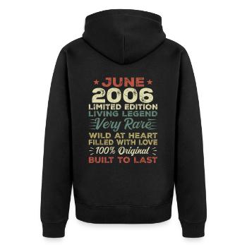 Juin 2006 Anniversaire Juin 2006 Cadeau Juin 2006 - Veste à capuche bio Premium Unisexe - noir - Dos - Nico (187cm)