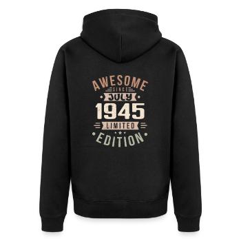 Juli 1945 Geburtstag Juli 1945 Geburtstagsgeschenk - Unisex Premium Bio Zip Hoodie - Schwarz - Hinten - Nico (187cm)