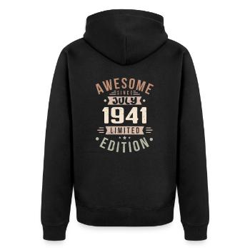 Juli 1941 Geburtstag Juli 1941 Geburtstagsgeschenk - Unisex Premium Bio Zip Hoodie - Schwarz - Hinten - Nico (187cm)