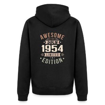 Juli 1954 Geburtstag Juli 1954 Geburtstagsgeschenk - Unisex Premium Bio Zip Hoodie - Schwarz - Hinten - Nico (187cm)