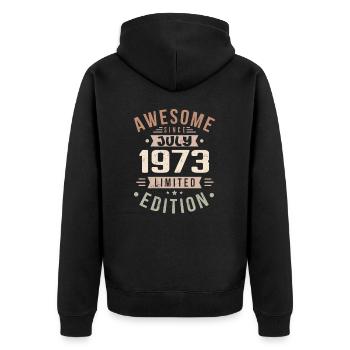 Juli 1973 Geburtstag Juli 1973 Geburtstagsgeschenk - Unisex Premium Bio Zip Hoodie - Schwarz - Hinten - Nico (187cm)