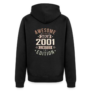 Juillet 2001 Anniversaire Juillet 2001 Cadeau d’anniversaire - Veste à capuche bio Premium Unisexe - noir - Dos - Nico (187cm)