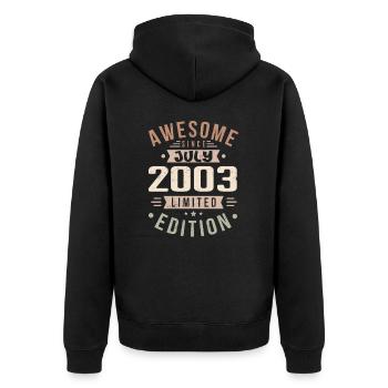 July 2003 Birthday July 2003 Birthday Gift - Unisex Premium Organic Zip Hoodie - black - Back - Nico (187cm)