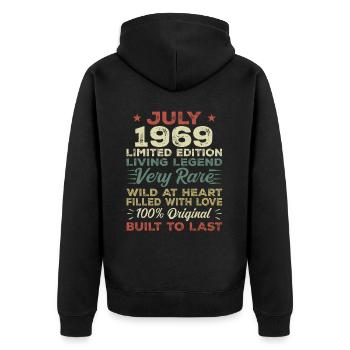 Cadeau anniversaire juillet 1969 anniversaire juillet 1969 - Veste à capuche bio Premium Unisexe - noir - Dos - Nico (187cm)
