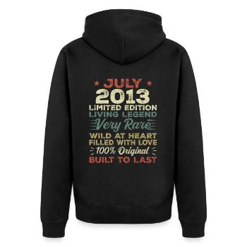 Cadeau Juillet 2013 Anniversaire Juillet 2013 Anniversaire - Veste à capuche bio Premium Unisexe - noir - Dos - Nico (187cm)