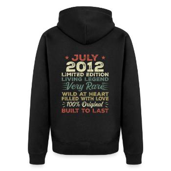 Gift July 2012 Anniversary July 2012 Birthday - Unisex Premium Organic Zip Hoodie - black - Back - Nico (187cm)