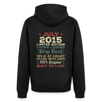 Geschenk Juli 2015 Jubiläum Juli 2015 Geburtstag - Unisex Premium Bio Zip Hoodie - Schwarz - Hinten - Nico (187cm)