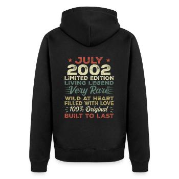 Geschenk Juli 2002 Jubiläum Juli 2002 Geburtstag - Unisex Premium Bio Zip Hoodie - Schwarz - Hinten - Nico (187cm)