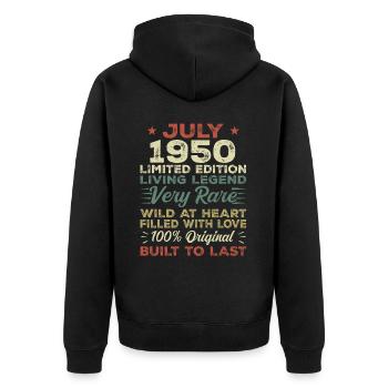 Cadeau Juillet 1950 Jubilé Juillet 1950 Anniversaire - Veste à capuche bio Premium Unisexe - noir - Dos - Nico (187cm)