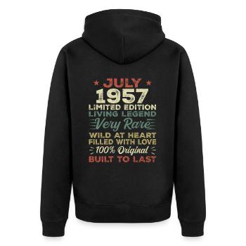 Cadeau Juillet 1957 Jubilé Juillet 1957 Anniversaire - Veste à capuche bio Premium Unisexe - noir - Dos - Nico (187cm)
