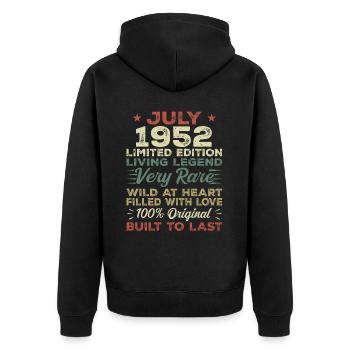 Geschenk Juli 1952 Jubiläum Juli 1952 Geburtstag - Unisex Premium Bio Zip Hoodie - Schwarz - Hinten - Nico (187cm)