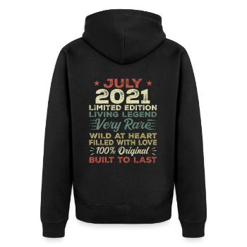 Gift July 2021 Anniversary July 2021 Birthday - Unisex Premium Organic Zip Hoodie - black - Back - Nico (187cm)