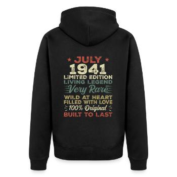 Geschenk Juli 1941 Jubiläum Juli 1941 Geburtstag - Unisex Premium Bio Zip Hoodie - Schwarz - Hinten - Nico (187cm)