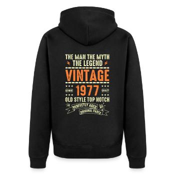 1977 Cadeau Anniversaire Millésime 1977 Millésime 1977 - Veste à capuche bio Premium Unisexe - noir - Dos - Nico (187cm)
