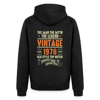 1978 Jubiläumsgeschenk Jahrgang 1978 Vintage 1978 - Unisex Premium Bio Zip Hoodie - Schwarz - Hinten - Nico (187cm)