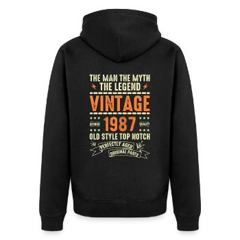 1987 Cadeau Anniversaire Millésime 1987 Cru 1987 - Veste à capuche bio Premium Unisexe - noir - Dos - Nico (187cm)