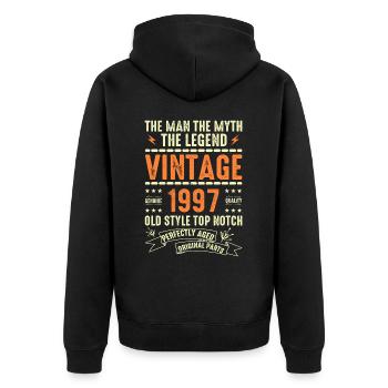 1997 Anniversary Gift Vintage 1997 Vintage 1997 - Unisex Premium Organic Zip Hoodie - black - Back - Nico (187cm)