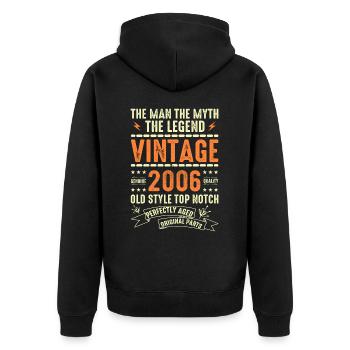 2006 Jubiläumsgeschenk Jahrgang 2006 Vintage 2006 - Unisex Premium Bio Zip Hoodie - Schwarz - Hinten - Nico (187cm)
