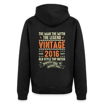 2016 Cadeau Anniversaire Millésime 2016 Millésime 2016 - Veste à capuche bio Premium Unisexe - noir - Dos - Nico (187cm)