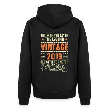 2019 Anniversary Gift Vintage 2019 Vintage 2019 - Unisex Premium Organic Zip Hoodie - black - Back - Nico (187cm)