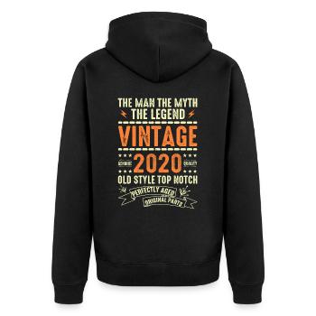 2020 Jubiläumsgeschenk Jahrgang 2020 Vintage 2020 - Unisex Premium Bio Zip Hoodie - Schwarz - Hinten - Nico (187cm)