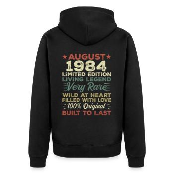 Août 1984 - Idée cadeau pour août 1984 - 1984 - Veste à capuche bio Premium Unisexe - noir - Dos - Nico (187cm)