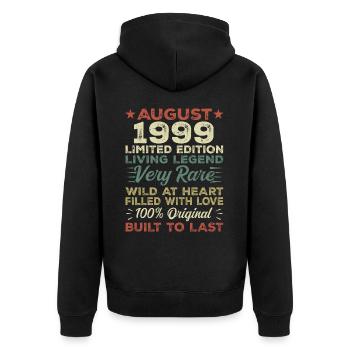 August 1999 - Geschenkidee Für August 1999 - 1999 - Unisex Premium Bio Zip Hoodie - Schwarz - Hinten - Nico (187cm)