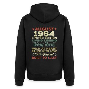 August 1964 - Gift idea for August 1964 - 1964 - Unisex Premium Organic Zip Hoodie - black - Back - Nico (187cm)