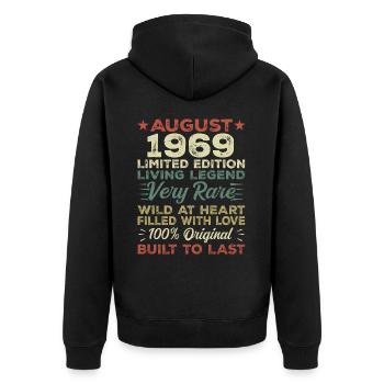 Août 1969 - Idée cadeau pour Août 1969 - 1969 - Veste à capuche bio Premium Unisexe - noir - Dos - Nico (187cm)