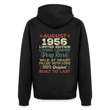 Août 1956 - Idée cadeau pour Août 1956 - 1956 - Veste à capuche bio Premium Unisexe - noir - Dos - Nico (187cm)