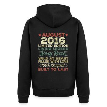 August 2016 - Gift Idea for August 2016 - 2016 - Unisex Premium Organic Zip Hoodie - black - Back - Nico (187cm)