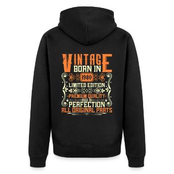 1980 Born 1980 - Year 1980 Birthday 1980 - Unisex Premium Organic Zip Hoodie - black - Back - Nico (187cm)