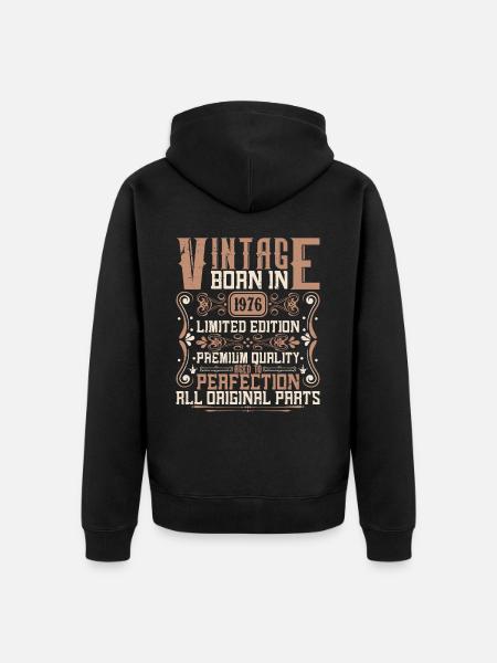 1976 Geburtstag Jahrgang 1976 Geboren Vintage 1976 - Premium økologisk unisex-hættejakke - sort